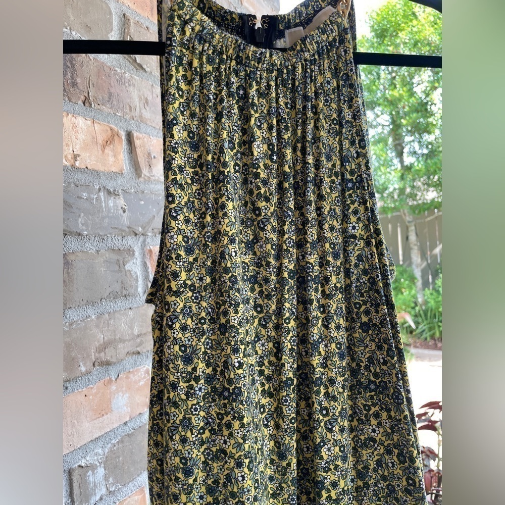 Michael Kors Ruffle Hem Chain Halter High Neck Top Floral Print Medium